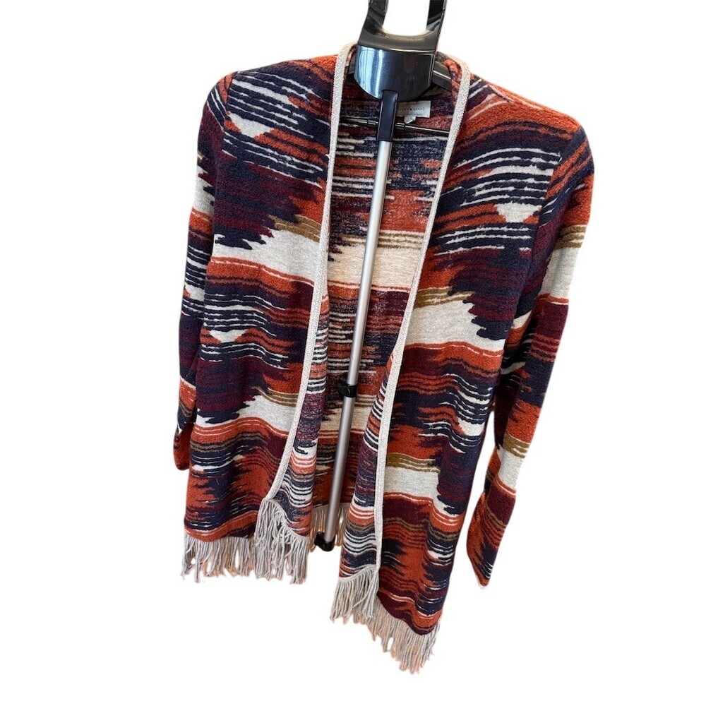 Lucky Brand Womens XL Multicolor Aztec Fringe Cardigan Sweater - Picture 3 of 7